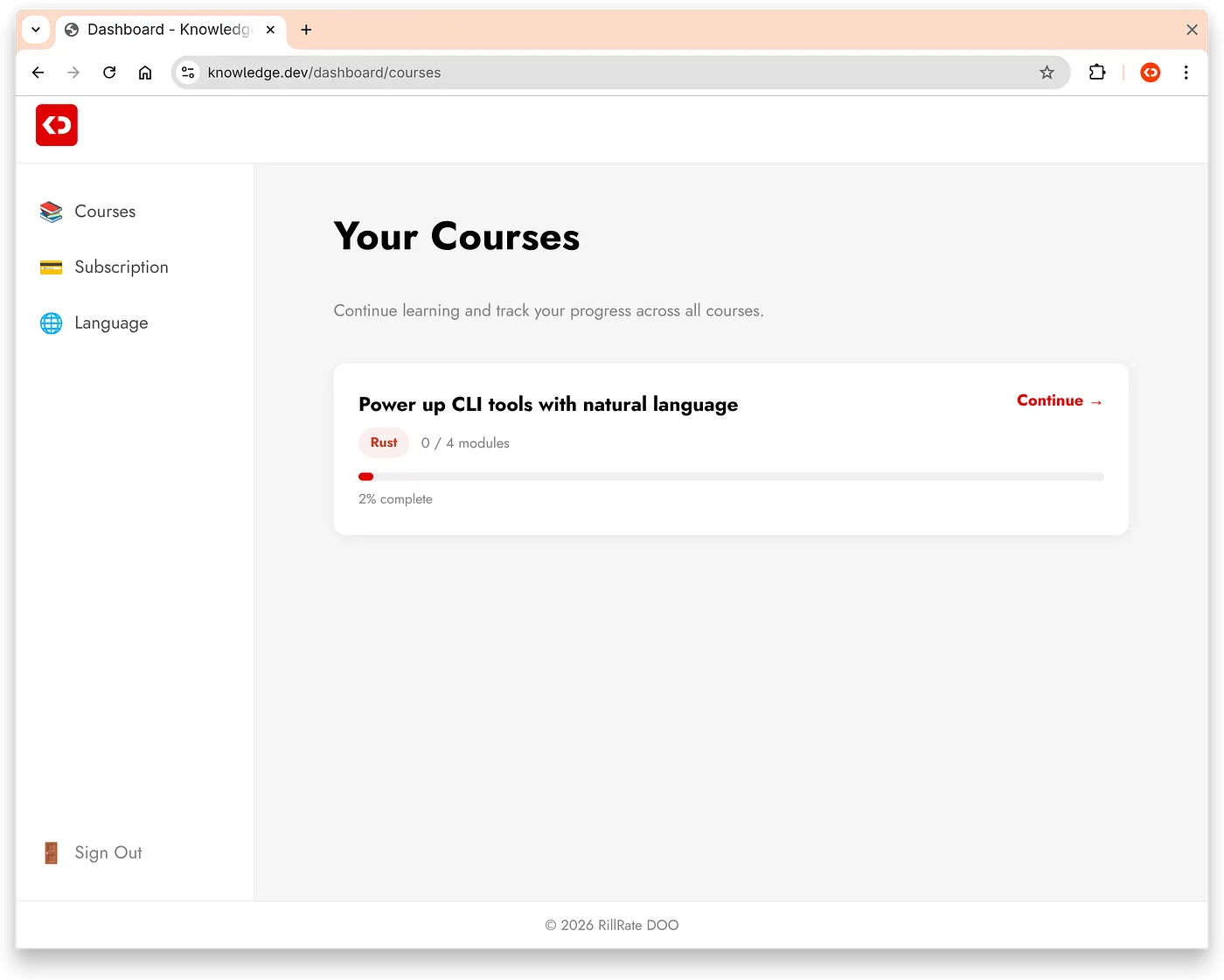 User dashboard with subscription management